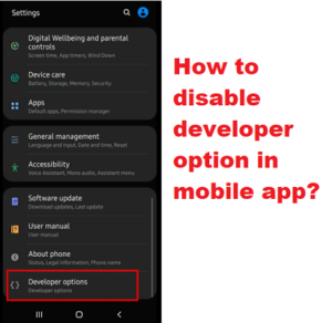 How to disable developer option in mobile app